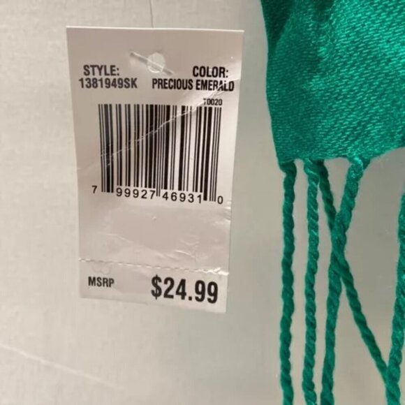 Pashmina Scarf Wrap Shawl One Size Precious Emerald Green Multi Style Wear NWT - Picture 3 of 6